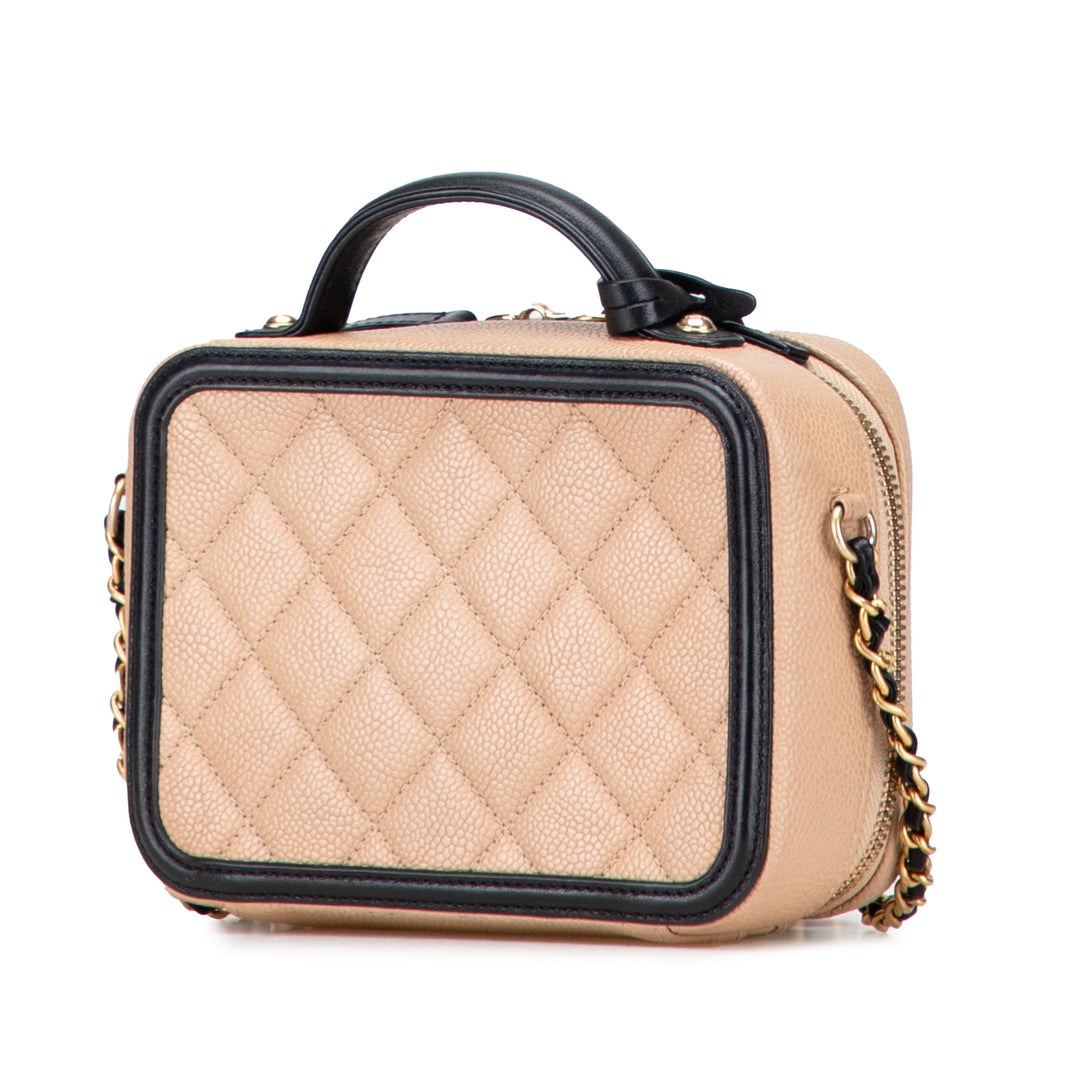 Chanel Small Caviar CC Filigree Vanity Étui Marron