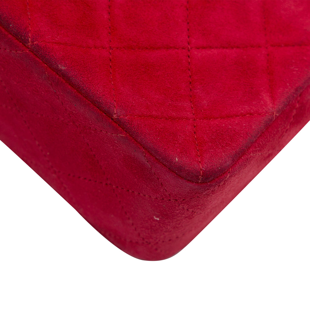 Mini Rectangular Classic Suede Single Flap Red - Gaby Paris