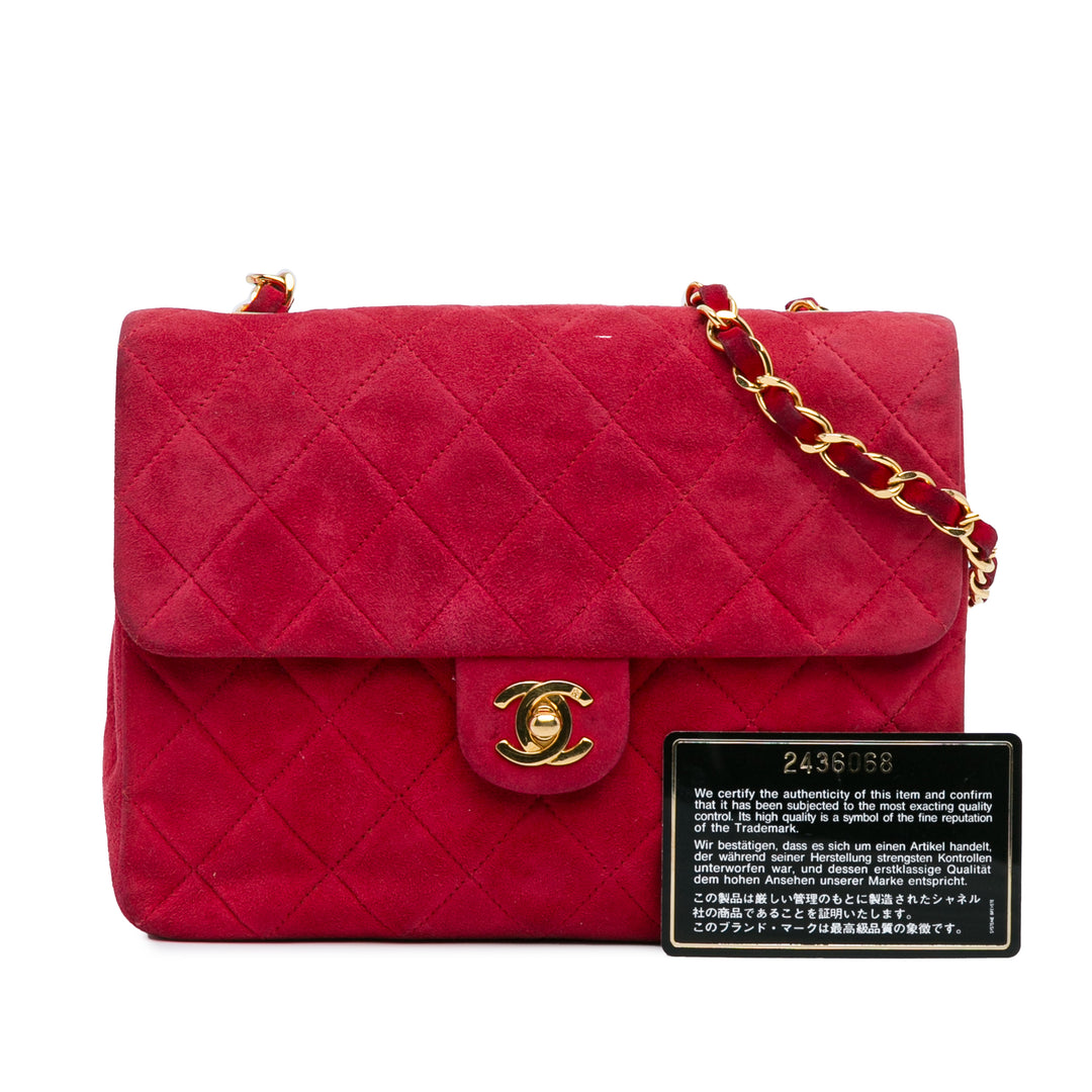 Mini Rectangular Classic Suede Single Flap Red - Gaby Paris