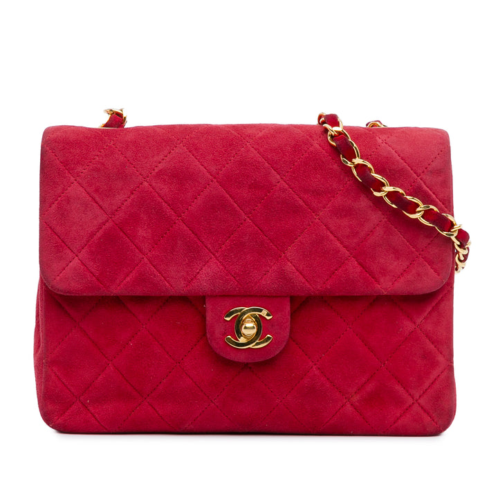 Mini Rectangular Classic Suede Single Flap Red - Gaby Paris