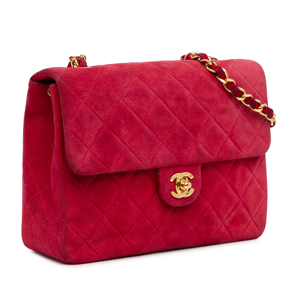 Mini Rectangular Classic Suede Single Flap Red - Gaby Paris