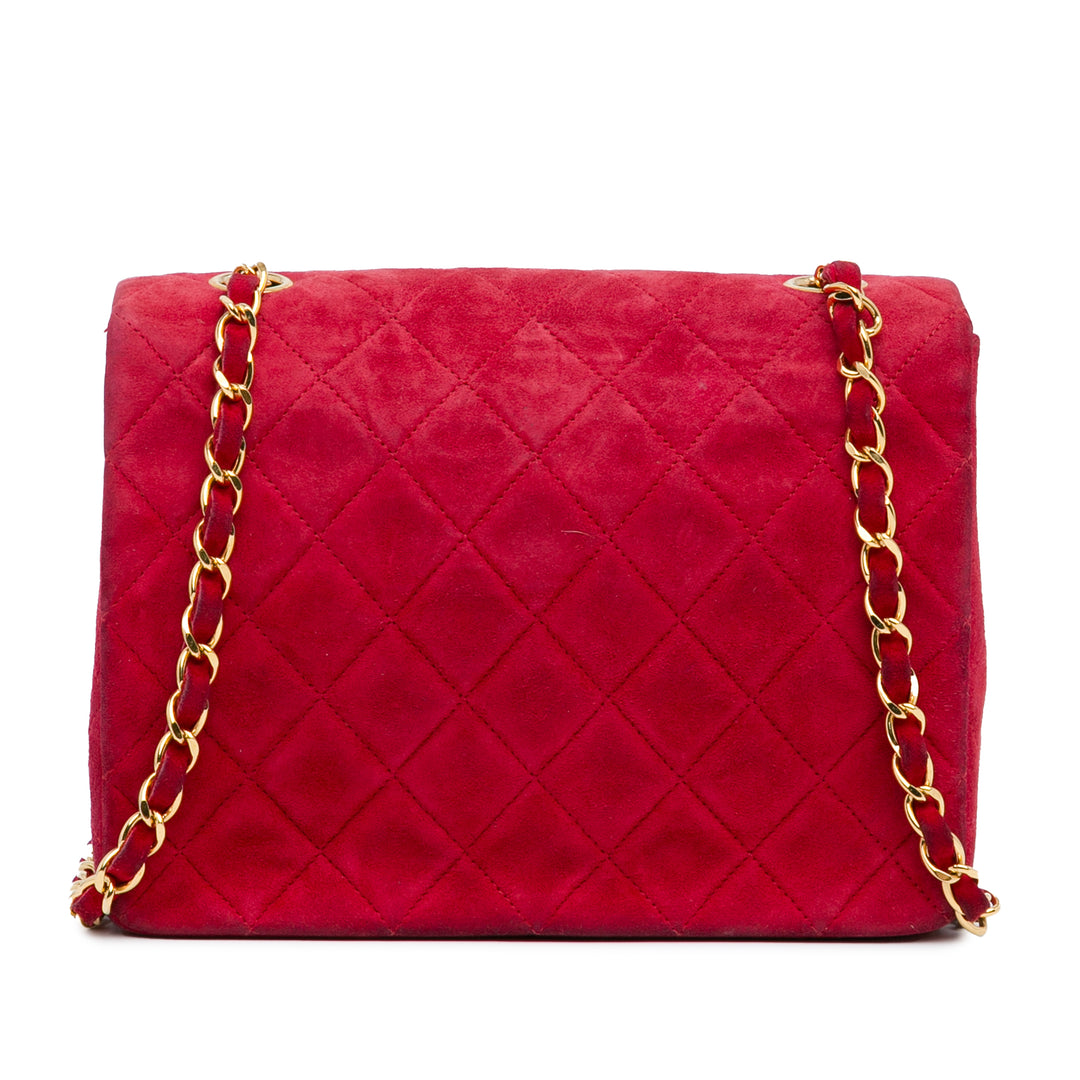 Mini Rectangular Classic Suede Single Flap Red - Gaby Paris