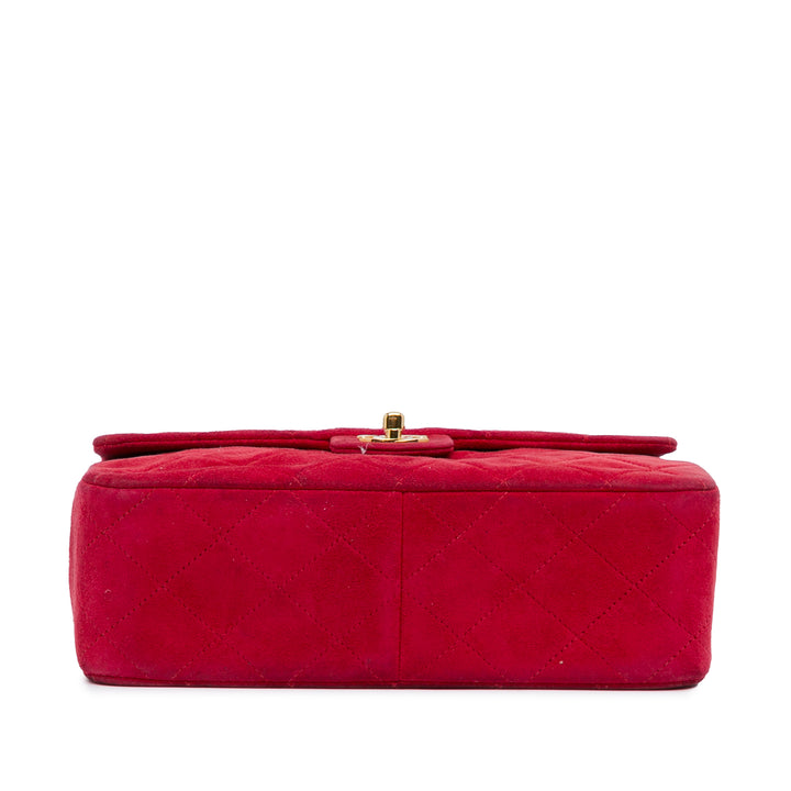 Mini Rectangular Classic Suede Single Flap Red - Gaby Paris