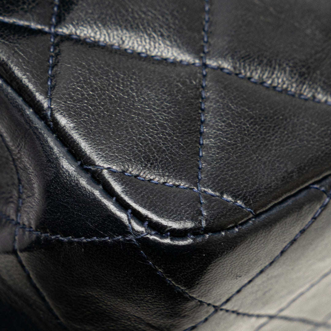 Medium Classic Lambskin Double Flap Blue - Gaby Paris