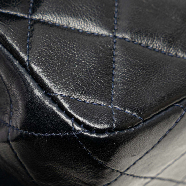 Medium Classic Lambskin Double Flap Blue - Gaby Paris