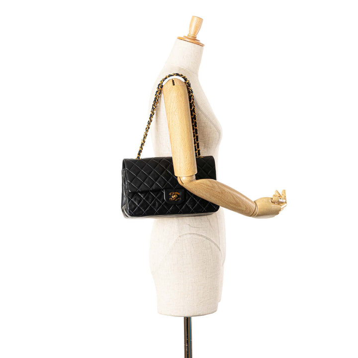Medium Classic Lambskin Double Flap Blue - Gaby Paris