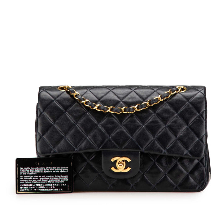 Medium Classic Lambskin Double Flap Blue - Gaby Paris
