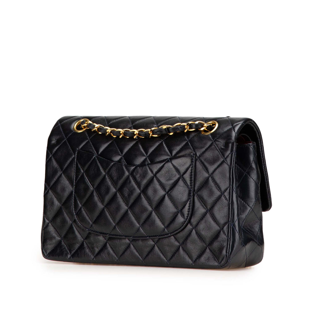 Medium Classic Lambskin Double Flap Blue - Gaby Paris