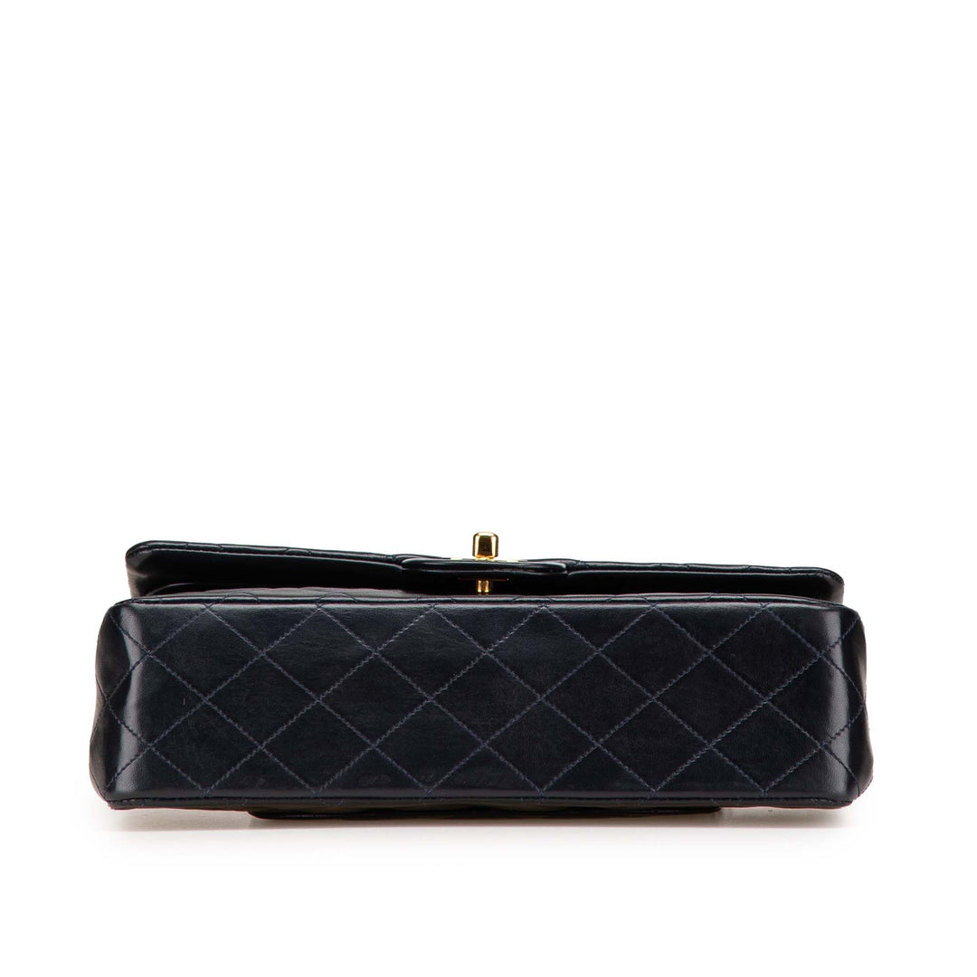 Medium Classic Lambskin Double Flap Blue - Gaby Paris