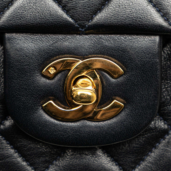 Medium Classic Lambskin Double Flap Blue - Gaby Paris
