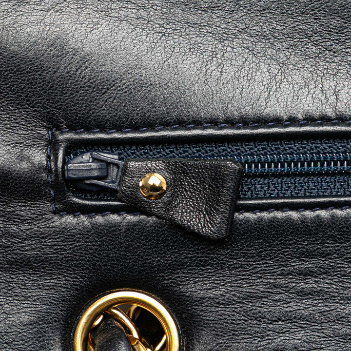 Medium Classic Lambskin Double Flap Blue - Gaby Paris