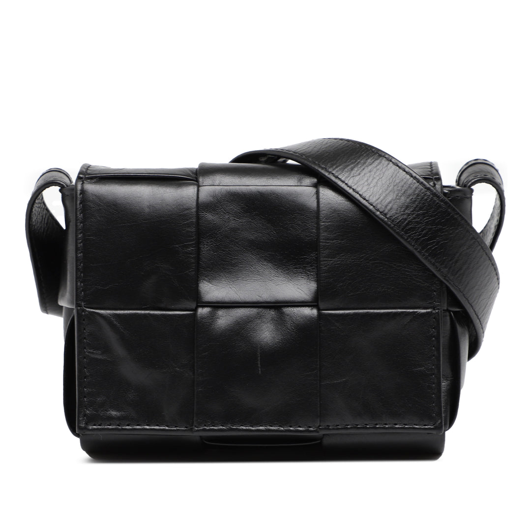 Candy Paper Intrecciato Cassette Sac Cuir de veau Noir