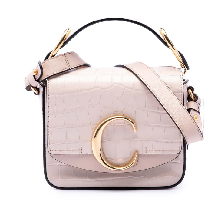 Croc embossé C Sac Mini Cuir de veau Rose