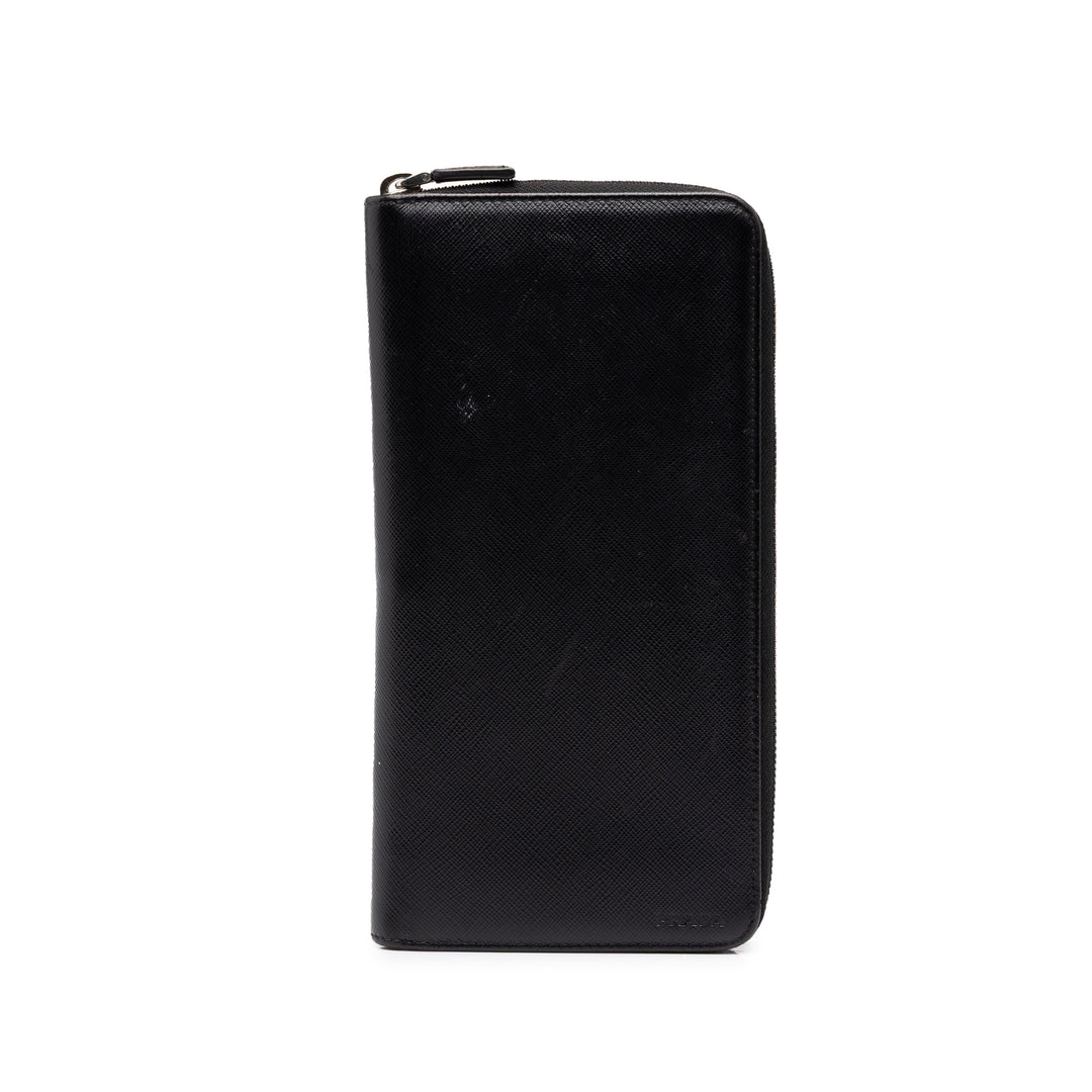 Prada Portefeuille long zippé Saffiano Noir – vue principale – GABY PARIS