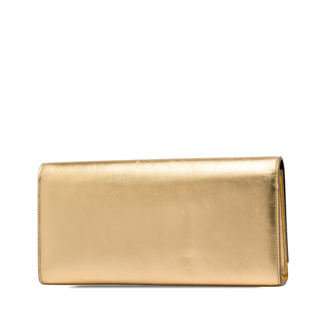 Saint Laurent Metallic Cuir de veau Cassandre Pochette