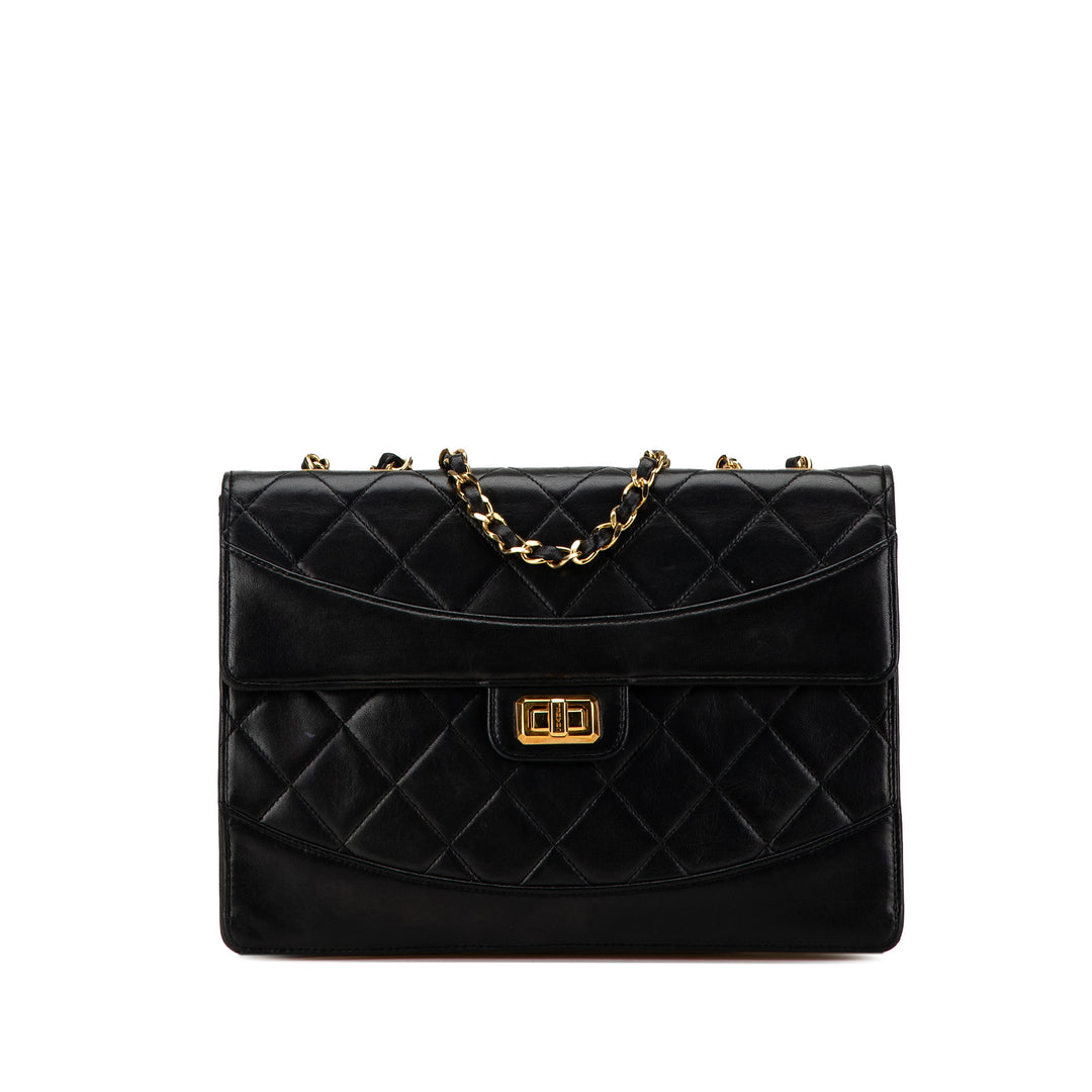 Medium Reissue 2.55 Quilted Lambskin Single Flap Black - Gaby Paris