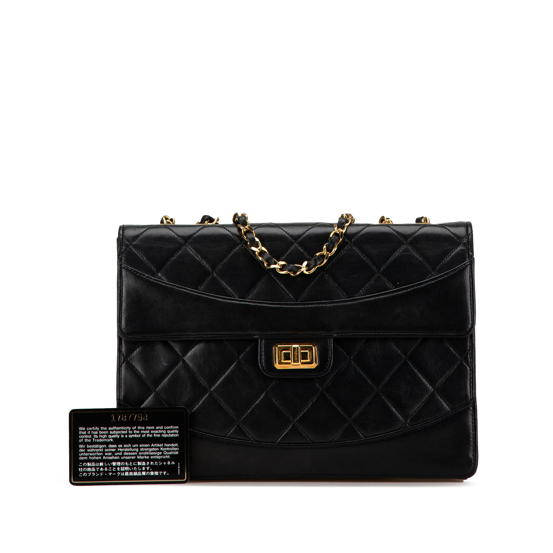 Medium Reissue 2.55 Quilted Lambskin Single Flap Black - Gaby Paris