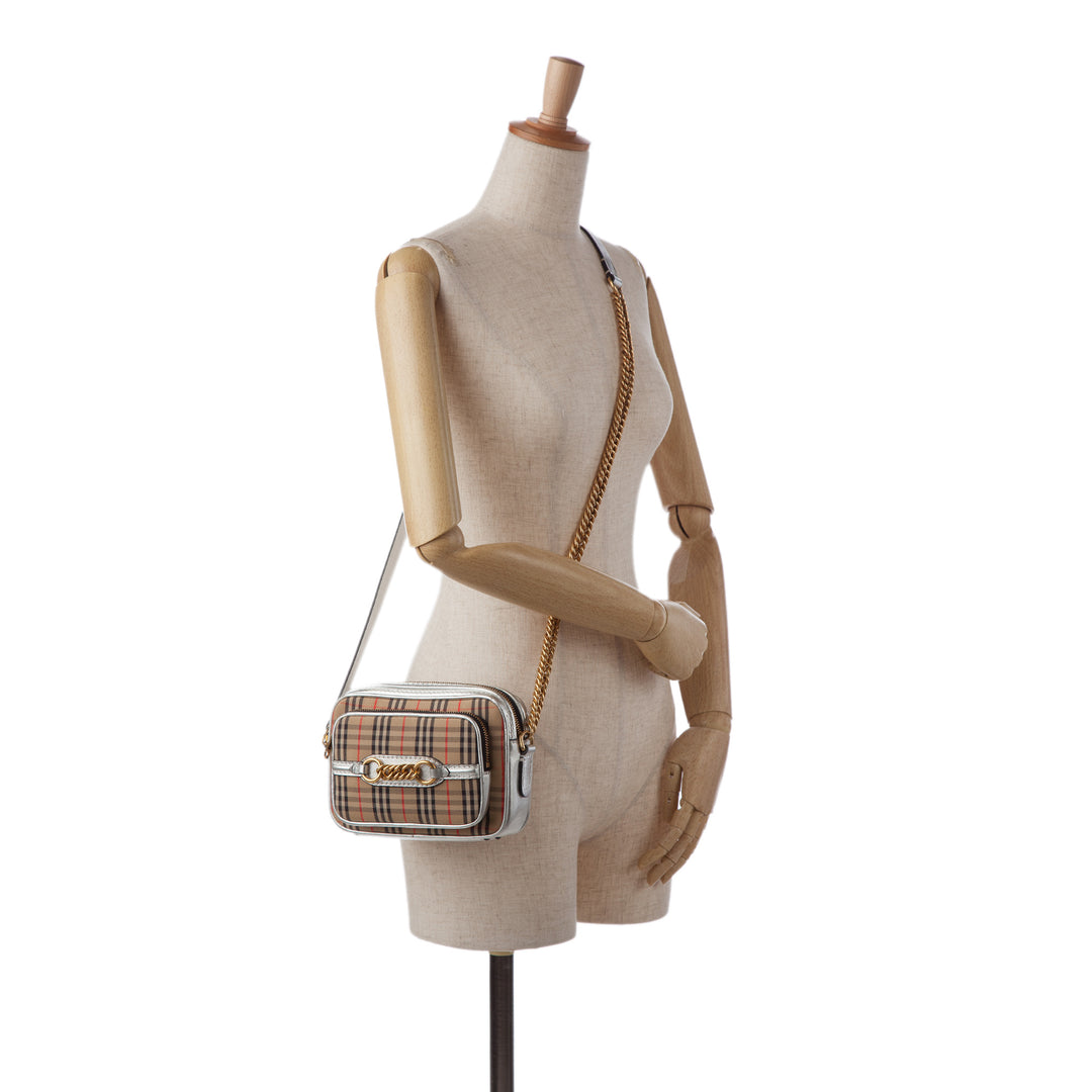 1983 Check Link Camera Bag Brown - Gaby Paris