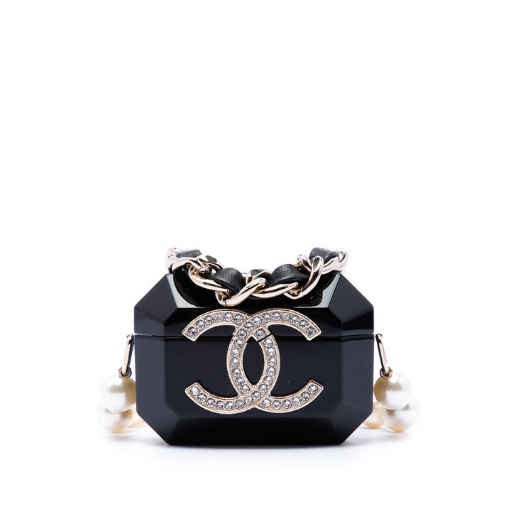 Chanel CC Resin Cristal Perles fantaisie Airpods Pro Holder Collier Sac