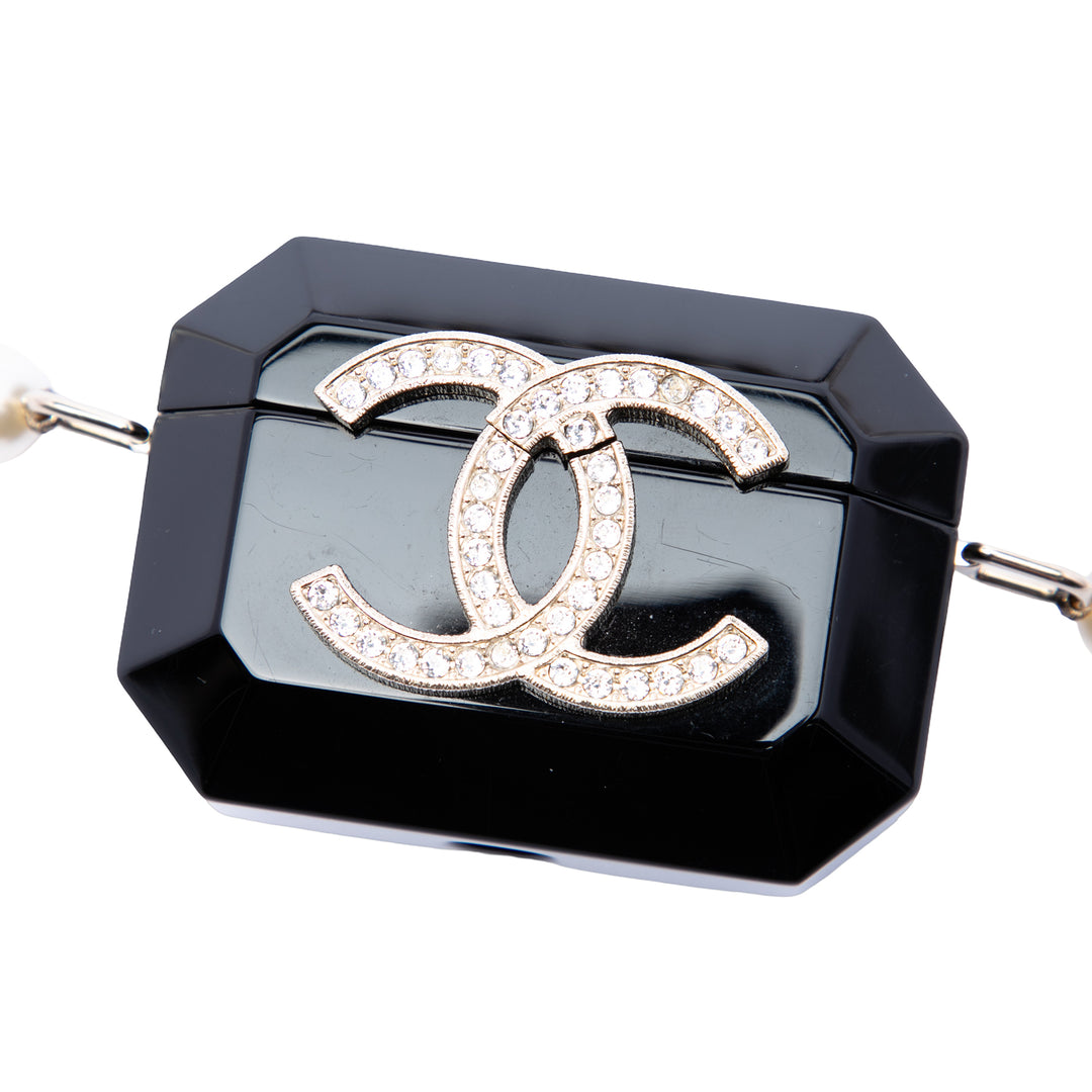 Chanel CC Resin Cristal Perles fantaisie Airpods Pro Holder Collier Sac