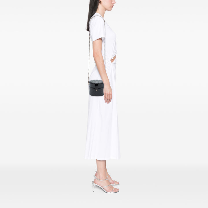 Chanel CC Matelassé Cuir verni Rond Vanity Pochette avec chaîne
