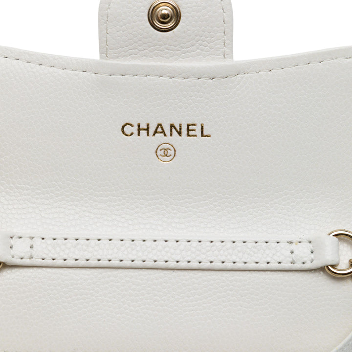 Chanel CC Matelassé à rabat Porte-cartes avec chaîne Cuir caviar Blanc – vue 5 – GABY PARIS