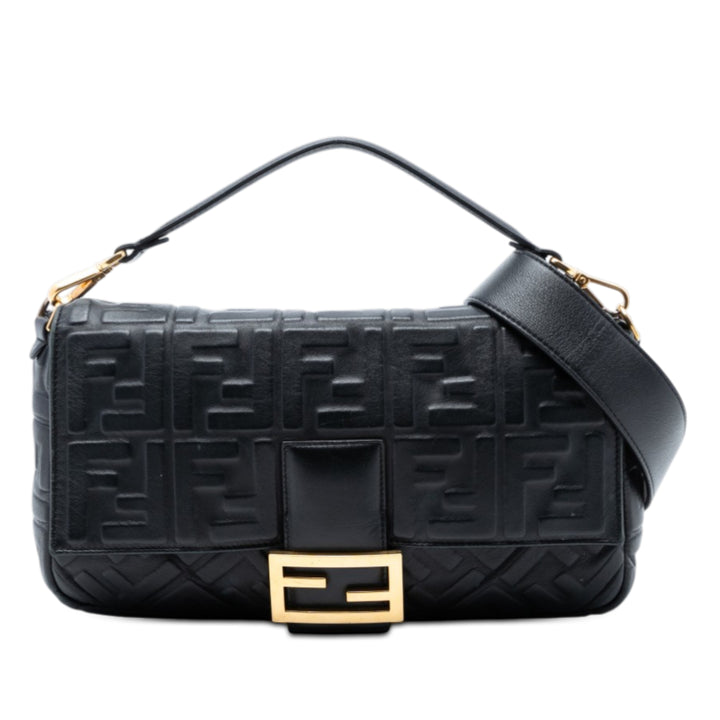 Fendi Large Zucca embossé Cuir Baguette Sac