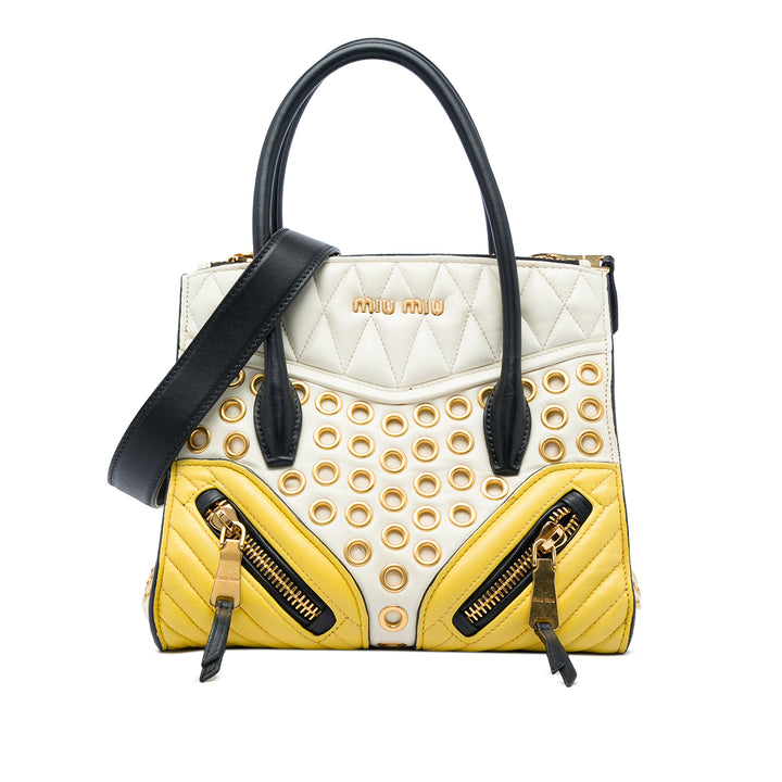 Miu Miu Tricolore Grommet Biker Sac Petit Cuir nappa