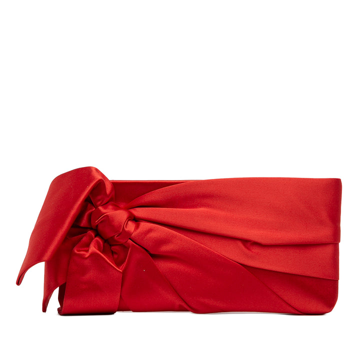 Valentino Pleated Satin Bow Pochette