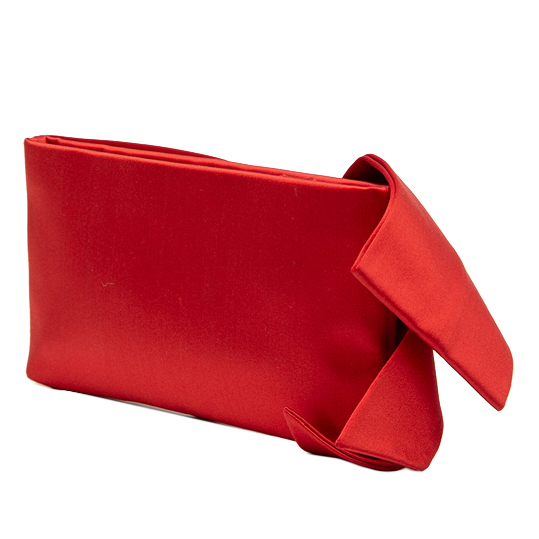 Valentino Pleated Satin Bow Pochette