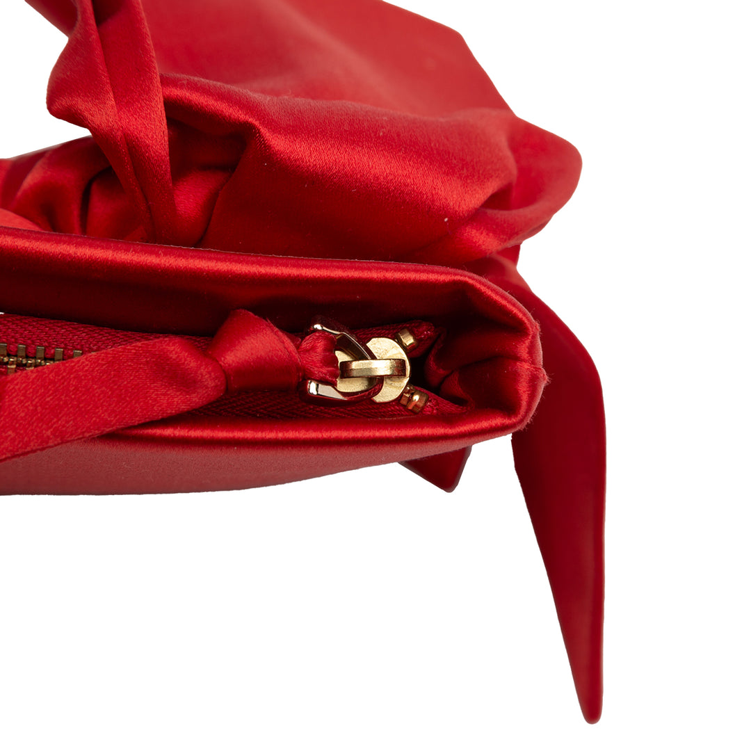 Valentino Pleated Satin Bow Pochette