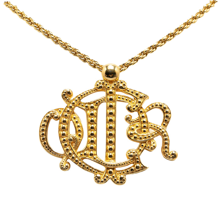 Gold Plated Logo Pendant Necklace Gold - Gaby Paris