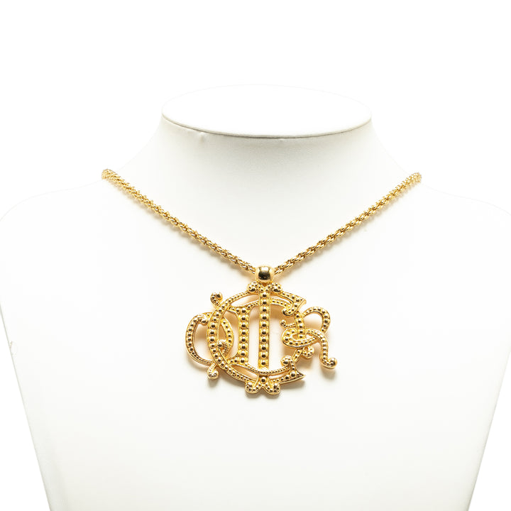 Gold Plated Logo Pendant Necklace Gold - Gaby Paris