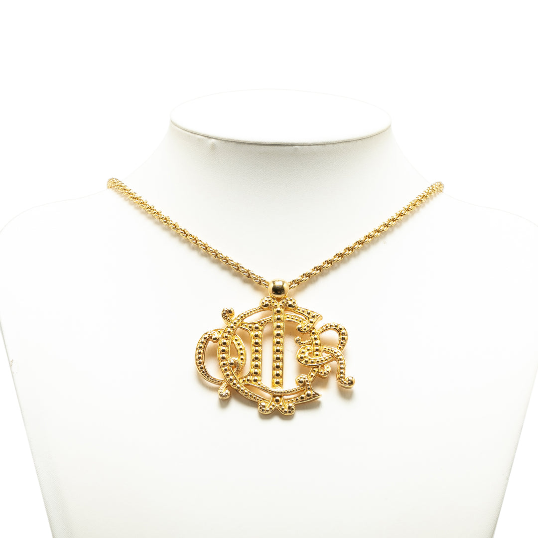 Gold Plated Logo Pendant Necklace Gold - Gaby Paris