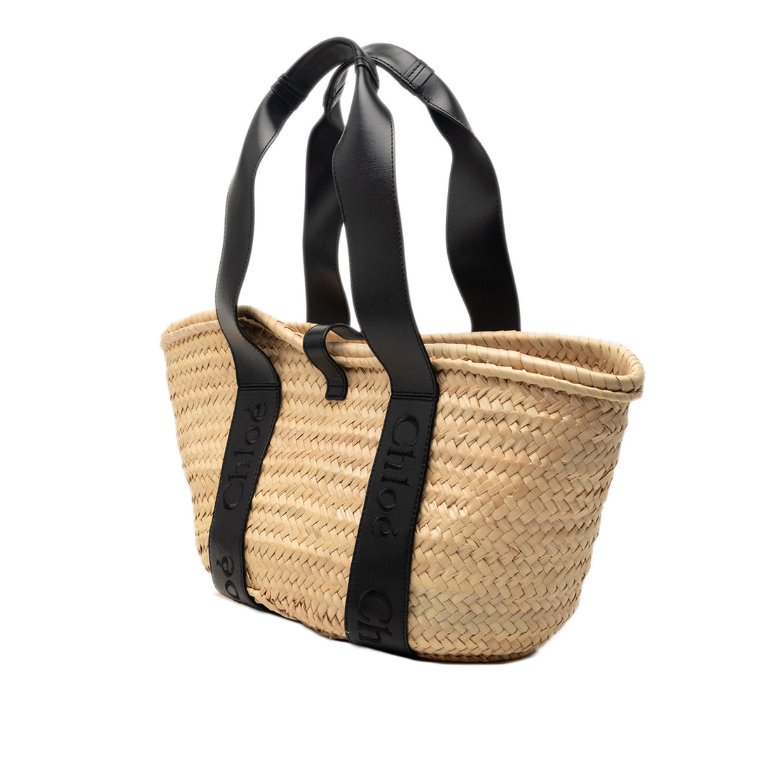 Chloé Medium Raffia et Smooth Cuir de veau Sense Basket Cabas