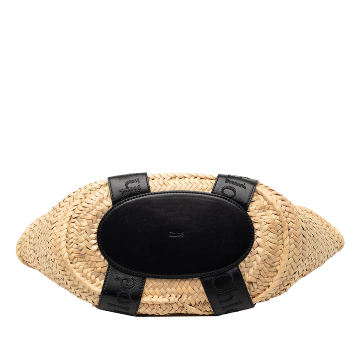 Chloé Medium Raffia et Smooth Cuir de veau Sense Basket Cabas