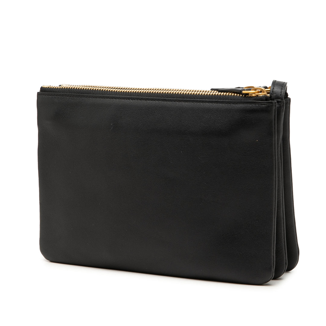 Trio Sac Petit Cuir d'agneau Noir