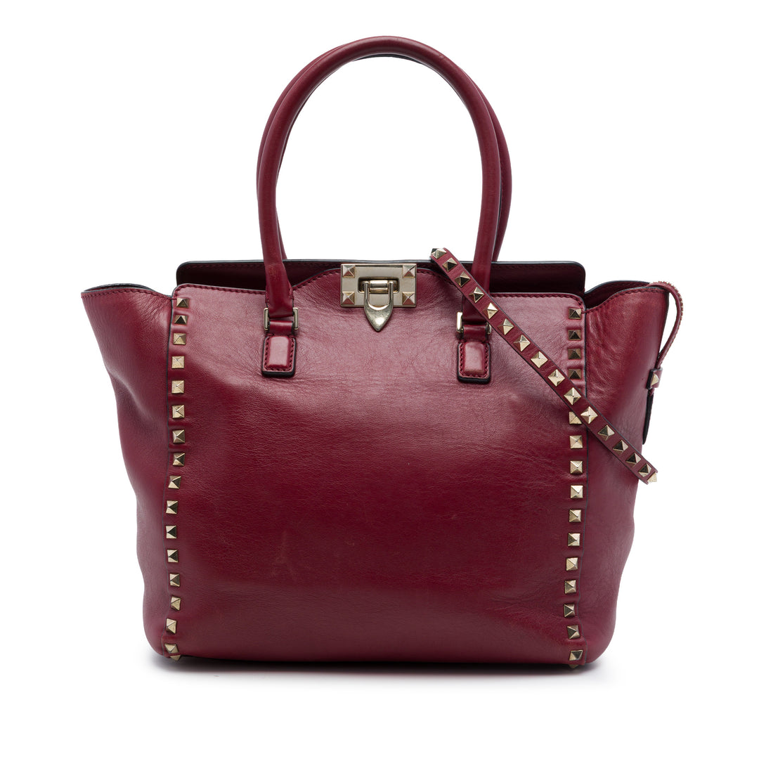 Valentino Medium Cuir Rockstud Double Handle Cabas
