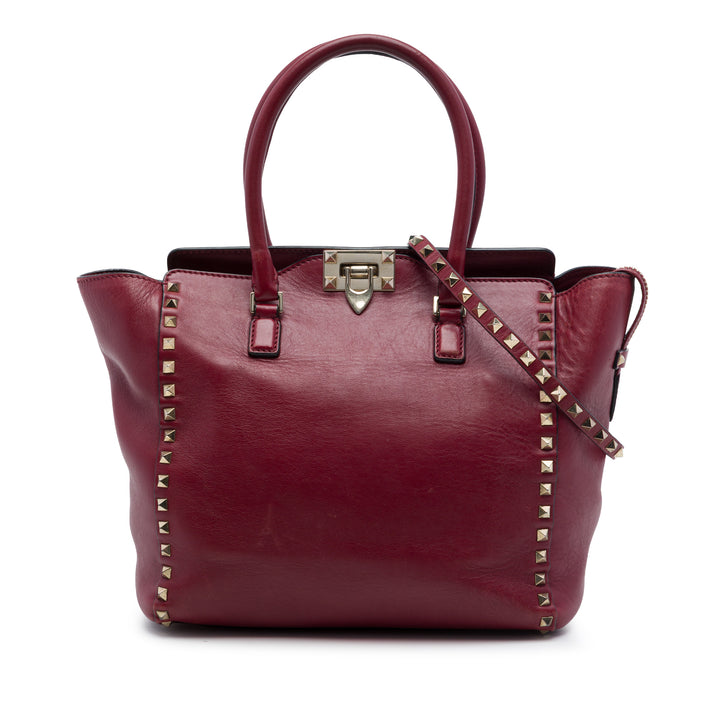 Valentino Medium Cuir Rockstud Double Handle Cabas