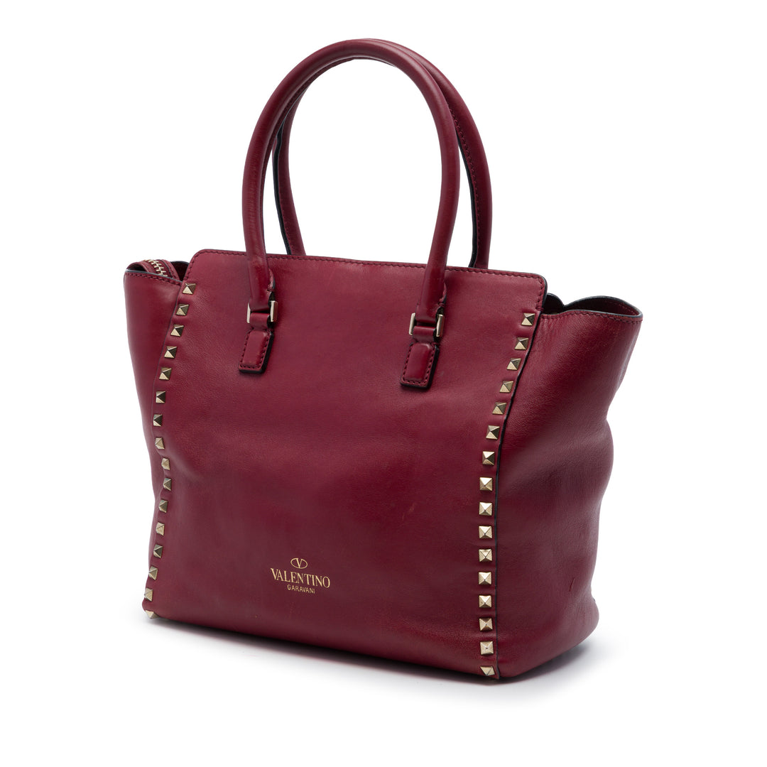 Valentino Medium Cuir Rockstud Double Handle Cabas