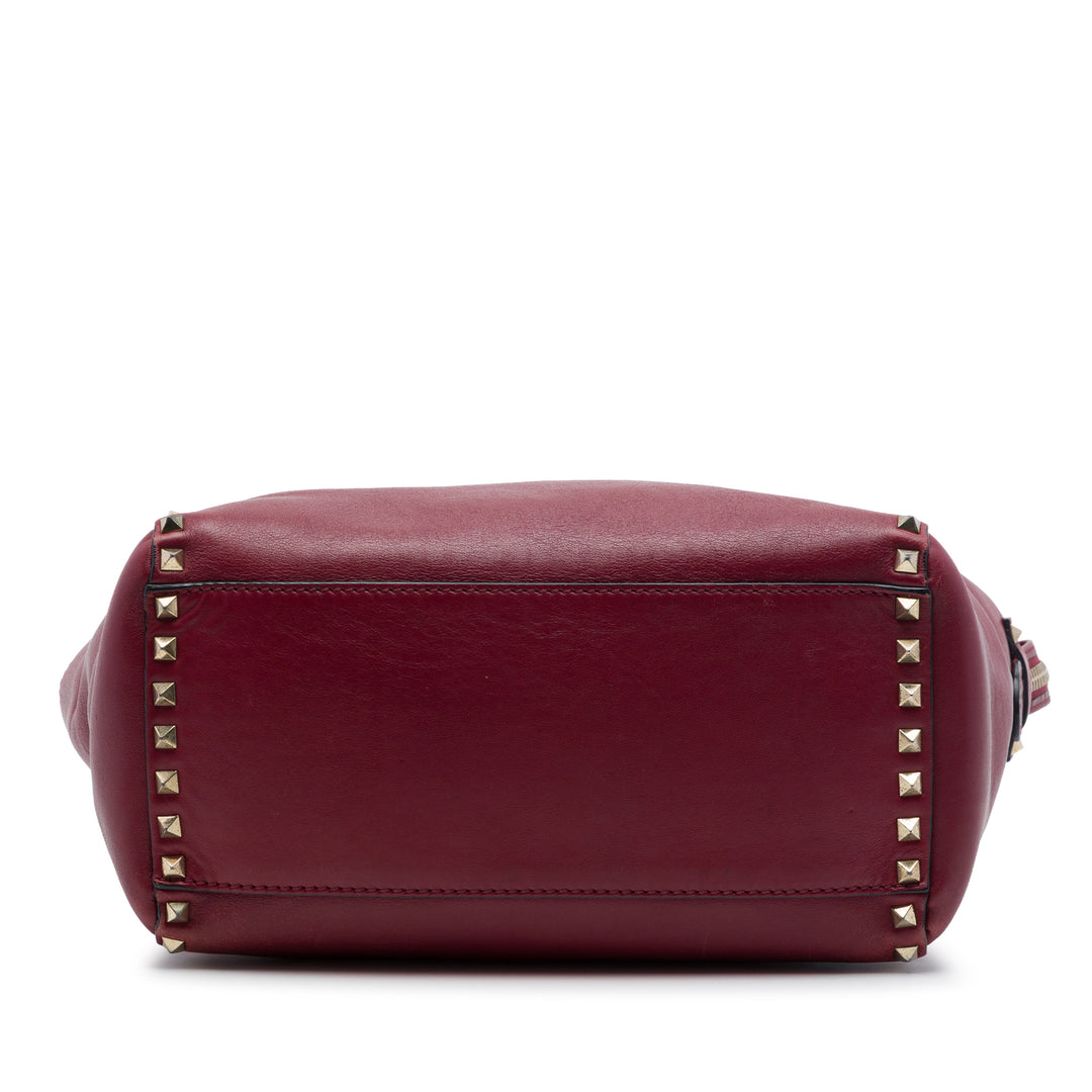 Valentino Medium Cuir Rockstud Double Handle Cabas