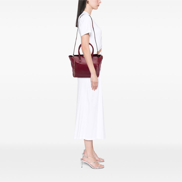 Valentino Medium Cuir Rockstud Double Handle Cabas