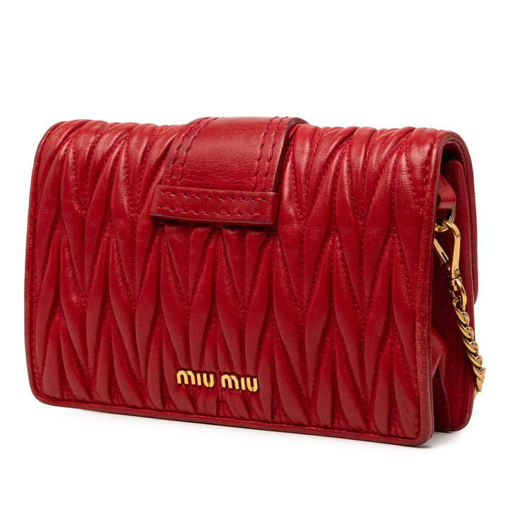 Miu Miu Matelasse Cristal Orné Sac nappa Rouge – vue 2 – GABY PARIS