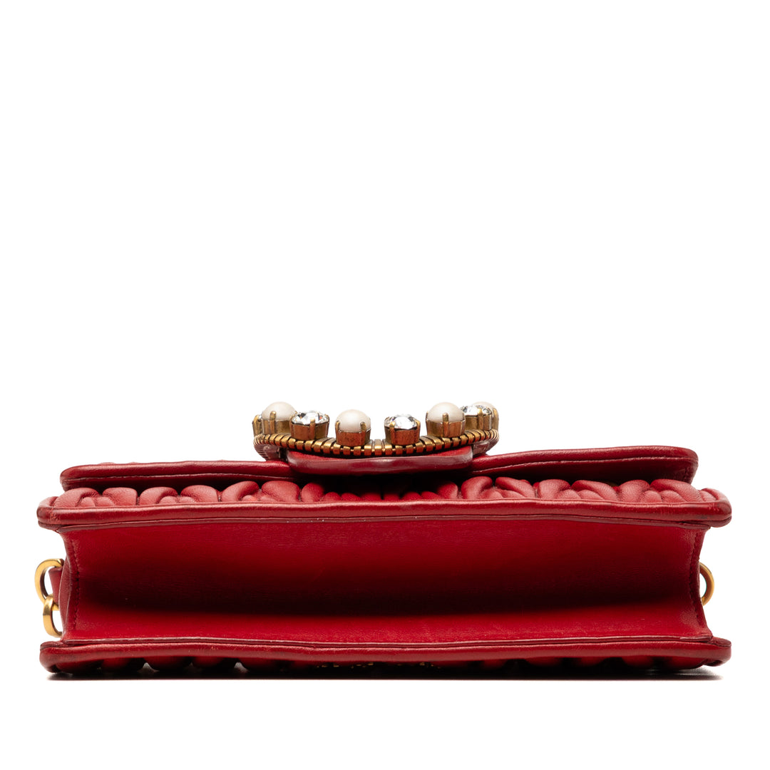 Miu Miu Matelasse Cristal Orné Sac nappa Rouge – vue 3 – GABY PARIS