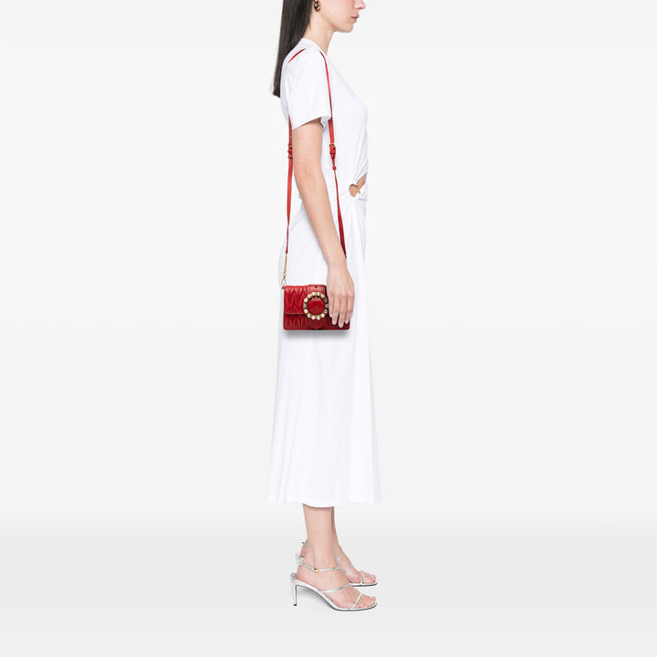 Miu Miu Matelasse Cristal Orné Sac nappa Rouge – vue 6 – GABY PARIS