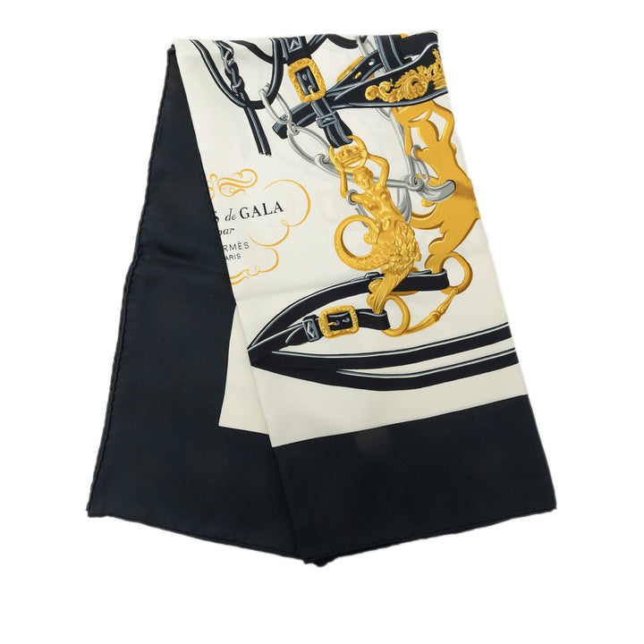 Hermès Brides de Gala Foulard 90 Noir – vue principale – GABY PARIS
