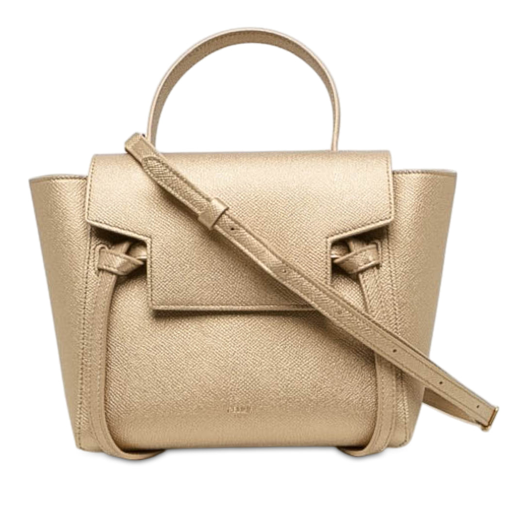 Celine grainé Sac ceinture Nano Cuir de veau grainé Doré – vue principale – GABY PARIS