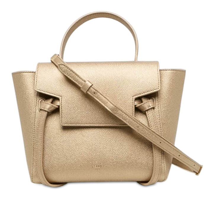 Celine grainé Sac ceinture Nano Cuir de veau grainé Doré – vue principale – GABY PARIS