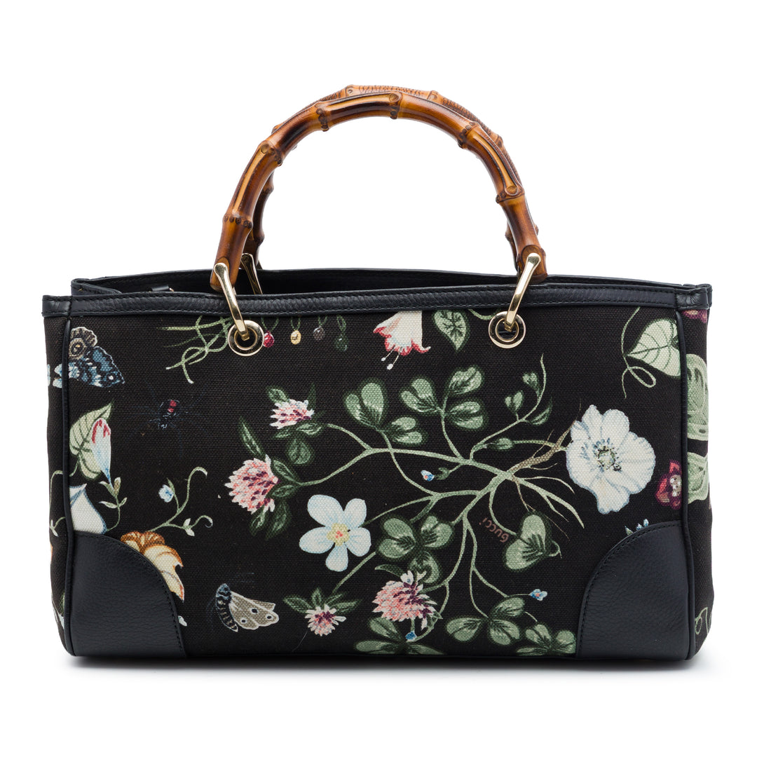 Gucci Medium Toile Flora Knight Bamboo Shopper Sac