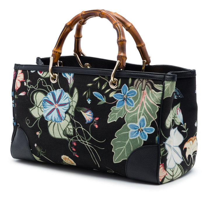 Gucci Medium Toile Flora Knight Bamboo Shopper Sac